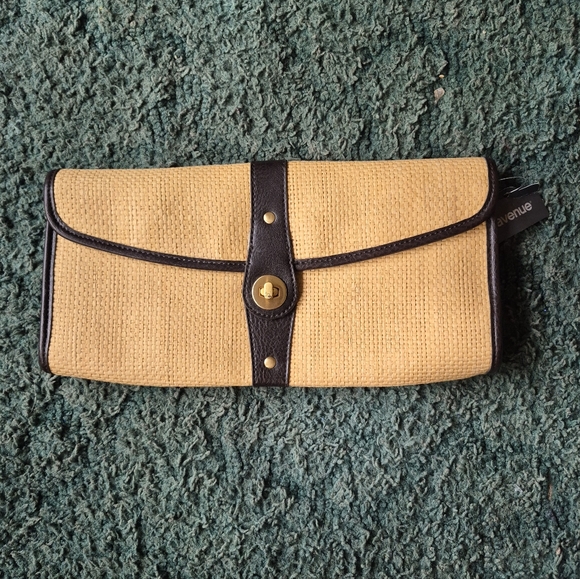 Avenue Handbags - Avenue Tan and Black Clutch NWT